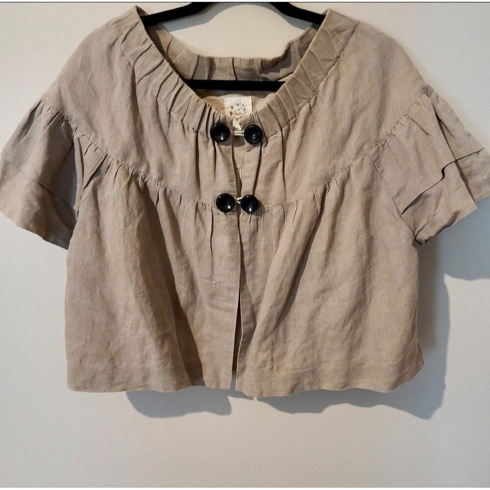 Beaubois Bolero Womens One Sz Cotton & Linen Earthy Light Brown  Jacket Cardigan